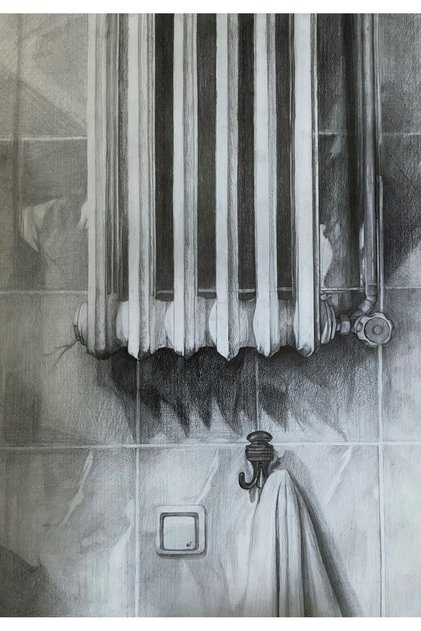 Çağla Yıldız - 2021 - Kalorifer - Karakalem çalışması - 35x50 cm
