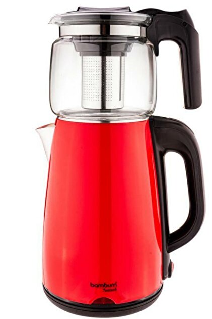Bambum Teatech Cam Demlikli Çay Makinası Su Isıtıcı Kettle