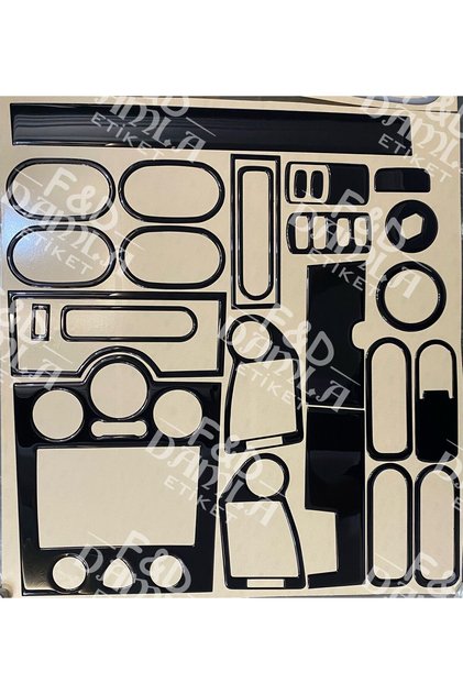 Renault Megane 2 Analog Air Conditioning Dashboard, Console, Trim, Panel Cover 26 Pieces Glossy Black Color L