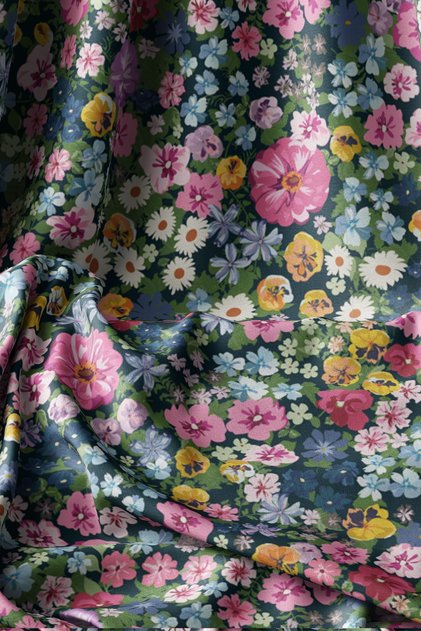 Violet Patterned Digital Printed Fabric Suede-Like Texture Width 155cm Kms-31