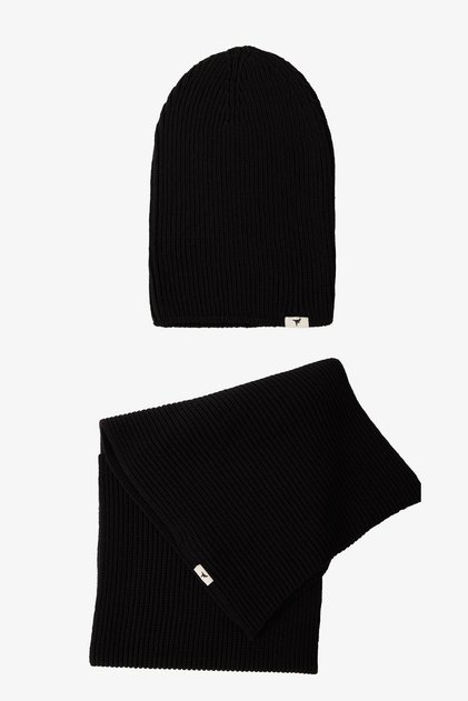 Set de eșarfă și beanie pentru bărbați, albastru marin, rezistent la vânt