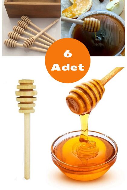 6 adet bambu bal reçel çikolata sunum kaşığı