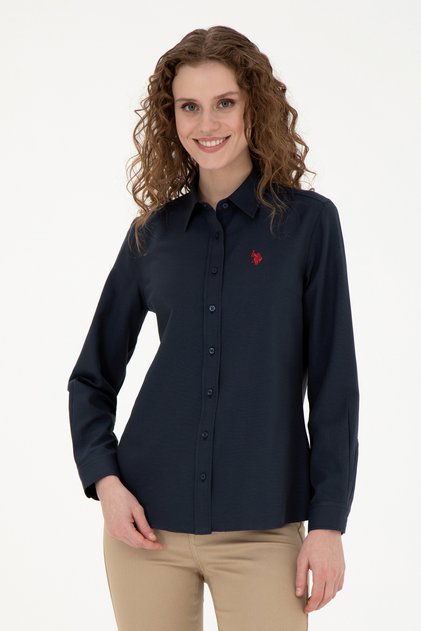 Women's Navy Blue Long Sleeve Basic Shirt 50288851-Vr033