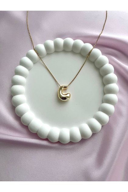 Women's Asymmetrical Letter Necklace, Letter C Necklace
