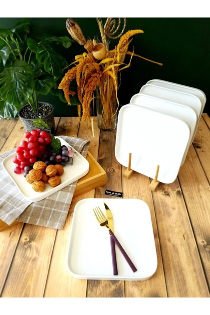 Square Porcelain Breakfast Plate for 6 People 19.5cm