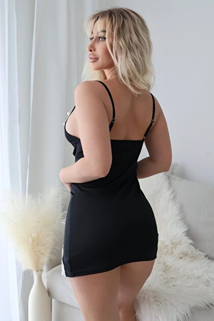 FROOY Sexy Lace Detail Mini Fancy Dress with Breast Cutout Slit- Trendyol FROOY Sexy Lace Detail Mini Fancy Dress with Breast Cutout Slit- Trendyol