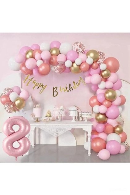 Luxury Pink Rose Gold Pink Foil Balloon Birthday Party Set Decoration