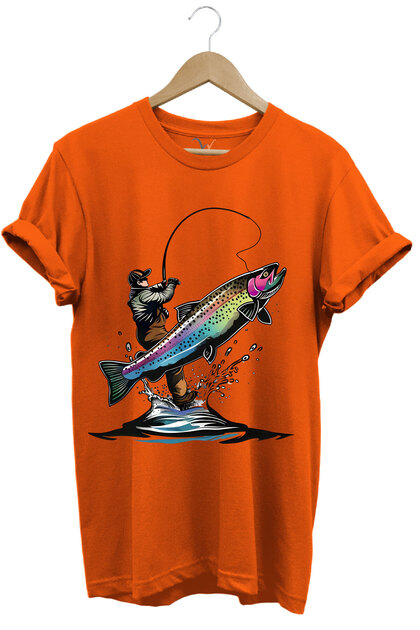 Fishing with Fishing Rod Fishing Fish Hunting Trout Pike Hunting Regular Fit 100% Cotton T-Shirt