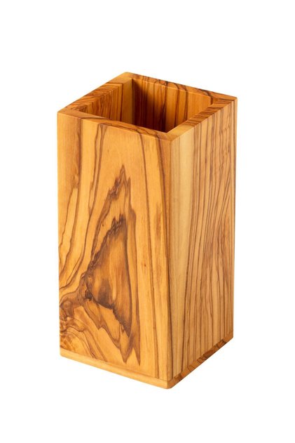 Olive Tree Handmade Wooden Spoon Holder | Countertop Kitchen Organizer