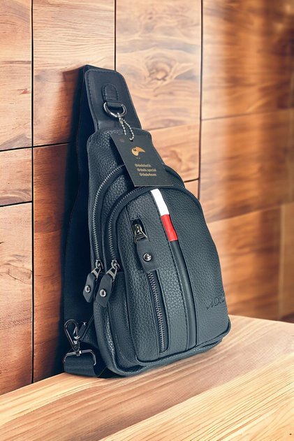 Men's Black Cross Chest and Shoulder Bag Body Bag