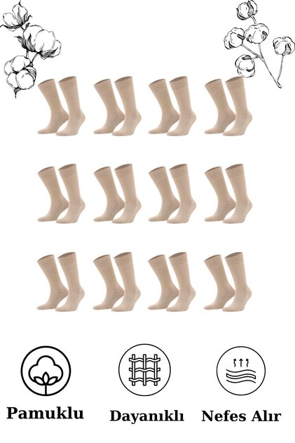 Cotton Men's Classic Summer Long Socks 12 Pack