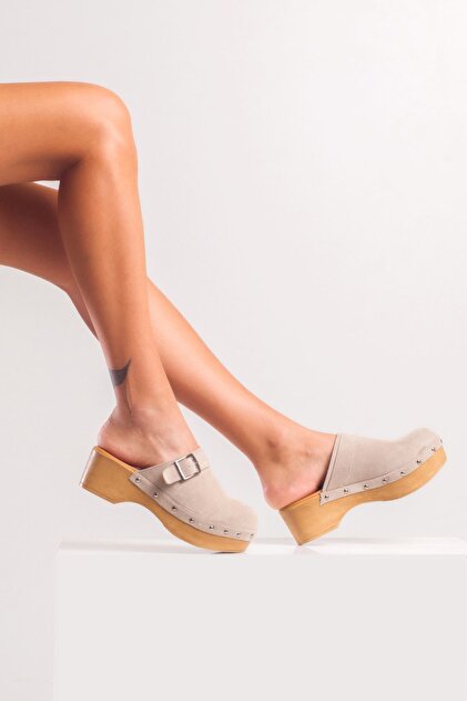 PASSAGE SHOES Kadın Hakiki Süet Deri Takunya Terlik 6220 - Fiyatı