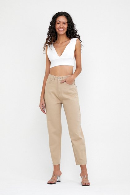 Açık Bej Slouchy Pantolon