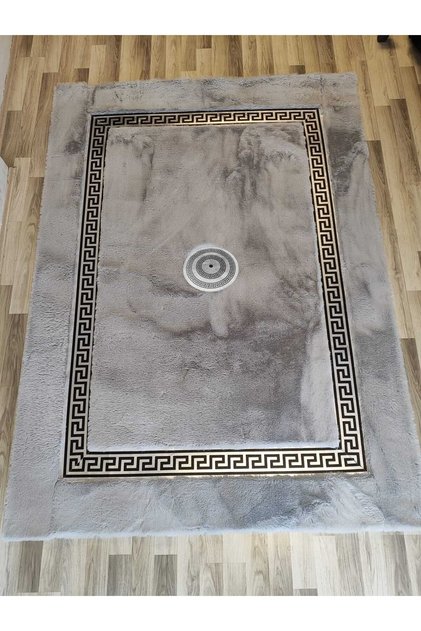 açık gri gümüş varaklı peluş halı
