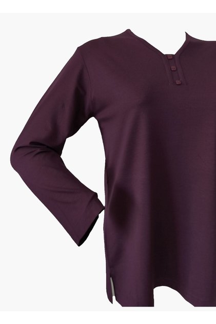 Rüya Plum Mother V-Neck Combed Cotton Blouse