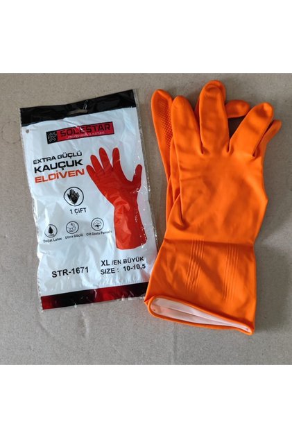 STR KAUÇUK ELDİVEN TURUNCU XL