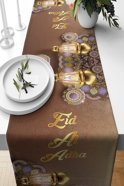 Edi Al Adha Ramadan Themed Stain Resistant Fabric Living Room Kitchen Table Changed Ranir Models Runner