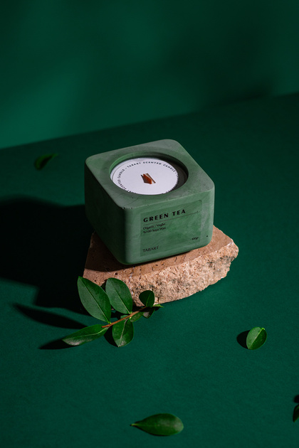 %100 Soya Wax Organik Beton Mum & Saksı - Green Tea