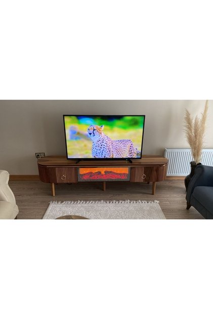DESİNG TV SEHPASI 200 CM ŞÖMİNELİ CEVİZ