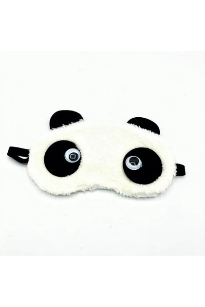 Peluş Panda Siyah Beyaz Gözlü Uyku Bandı Göz Bandı Seyahat Göz Bandı