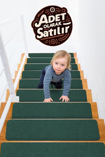 Halifleks Adhesive Base Stair Tread Mat Rip Carpet with Anti-Slip Base - Green