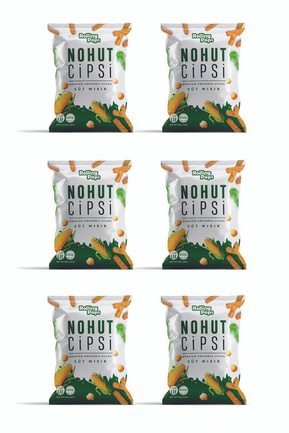 56g Süt Mısır Çeşnili Nohut ve Mercimek Cipsi Seti 6 adet