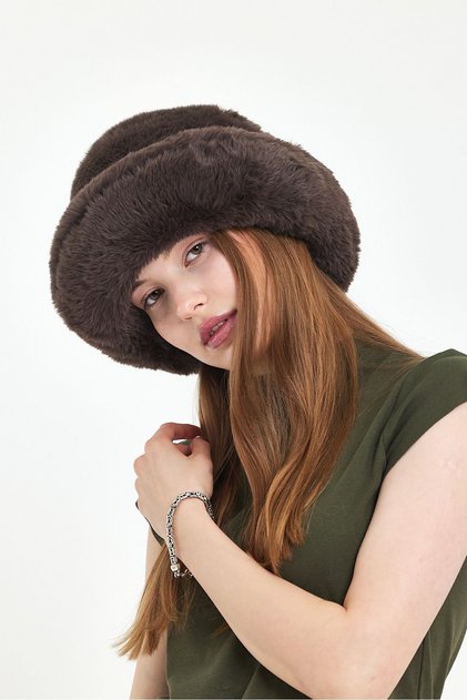 Cupcake Winter Women's Trend Plush Cookie Faux Fur Plush Bucket Hat (58-60 cm)