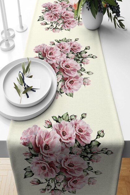 Rose Patterned Stain Resistant Fabric Living Room Kitchen Table Changed Ranir Models Runner