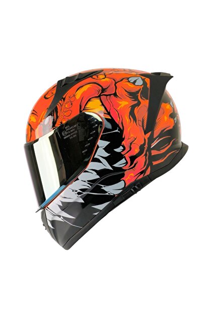 ArWears MTS Pro H-801 Lizzard Orange Motorsiklet Kaskı ( DOT CE