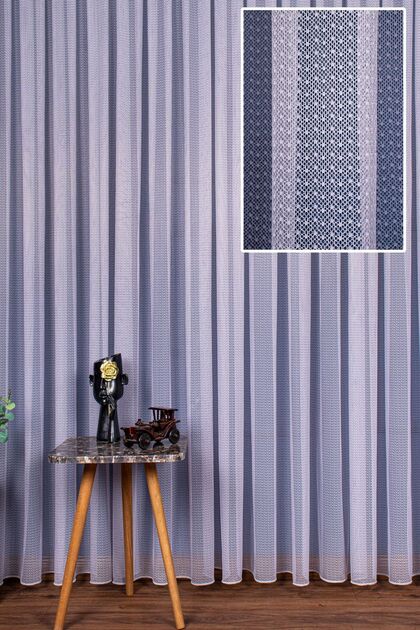 Lila Rengi Modern Desen Etek Kurşunlu Tül Perde 300x260 cm 1-2.5 Normal Pile Elısıon03041