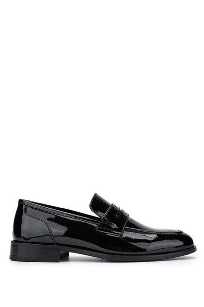 Men's Genuine Leather Black Patent Leather Loafers