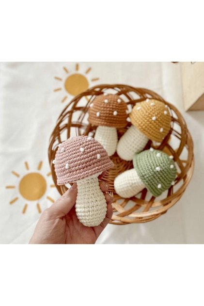 Baby Gift, Amigurumi Organic Knitted Toy Maracas Rattle Baby Room Decor