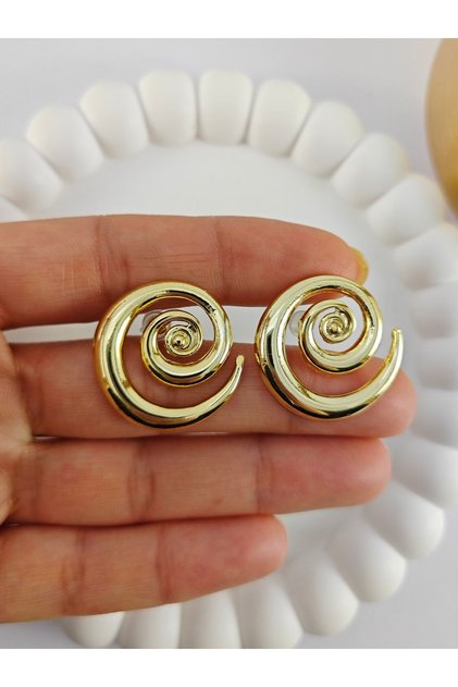 Round Spiral Gold Earrings