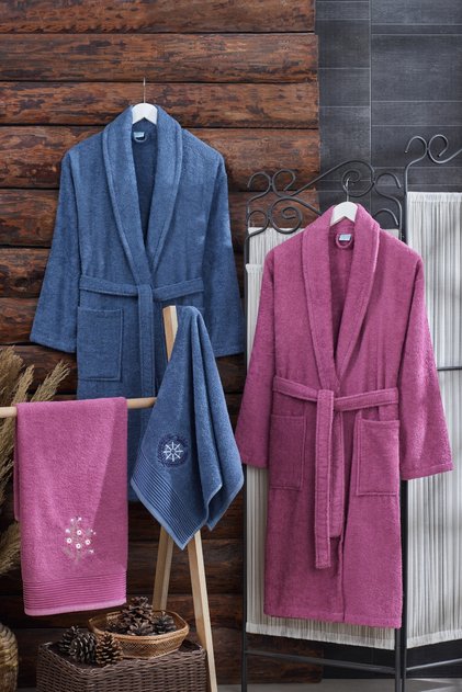 Arya 4-Piece Towel Bathrobe Set | Cotton | Embroidered | Bridal Set |
