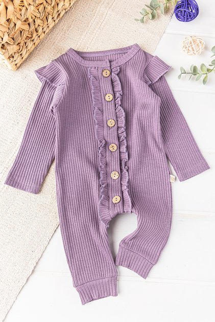 Front Buttoned Frilly Baby Girl Jumpsuit
