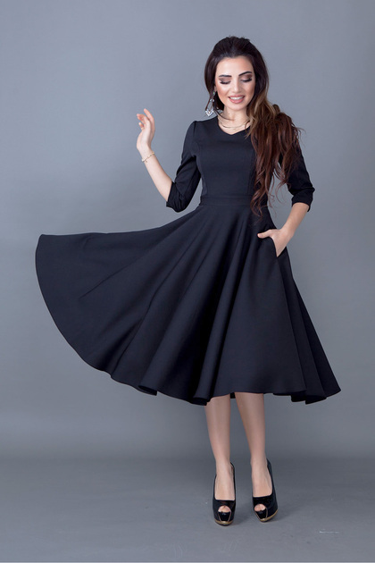 black midi homecoming dress Elegant Little Black Homecoming Dress With Ruffles S4203 – Simplepromdress