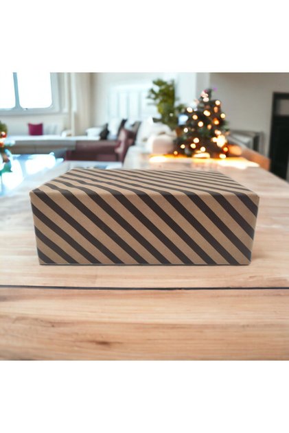 Kraft Packaging Paper Black Bias Striped 40 Gr. 10 Pieces 70X100 cm