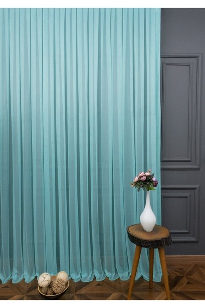Mavi Grek Tül Perde Petek Zemin 300x260cm (1x2) Seyrek Pile Elısıon00101