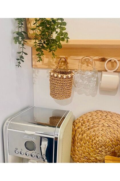 Çok Amaçlı Sepet / Askı Sepet Dekoratif Kağıt Ip Sepet / Duvar Sepeti 10 Cm Kaktüs Çiçek Saksılık