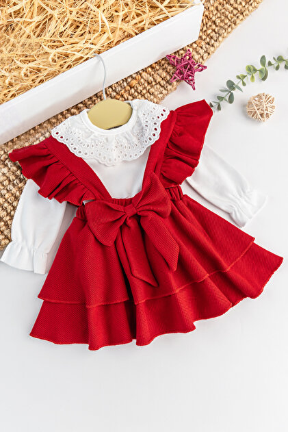 strapless open back dress Baby Girl Summer Princess Dress, Red / 9-12M main image 1