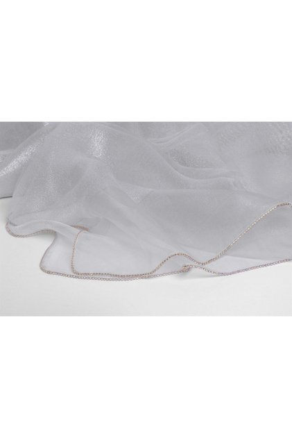 Evening Dress with Stones on the Edge Shawl Silver (Thin and Delicate Shows Its Knowledge)