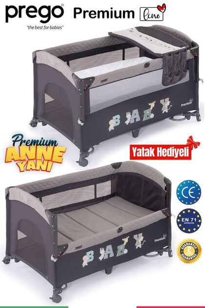 Prego Premium Line Alt Açma Üniteli Anne Yanı Oyun Parkı + Yatak