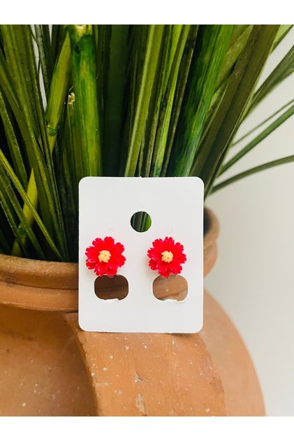 Red Flower Clip Children's Earrings - Non-perforated Ear Earrings