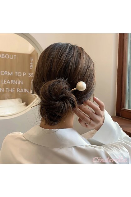 Large Size Pearl Metal Stick Hairpin Gold - Modern Women's Pearl Stone Hairpin