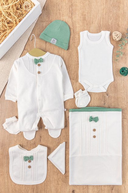 8-Piece Baby Boy Hospital Outlet Baby Set with Bow Tie