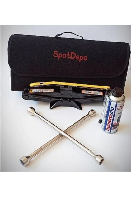 Oto Araç Stepne Seti-lastik Kiti-kriko-bijon Anahtarı-çanta-lastik Spreyi Set