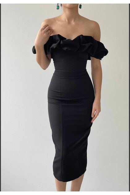 Rochie midi cu guler creion Popi Madonna cu guler de damă