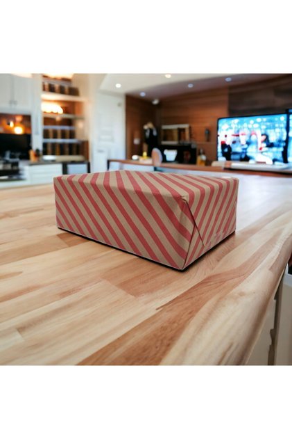 Kraft Packaging Paper Red Bias Striped 40 Gr. 10 Pieces 70X100 cm