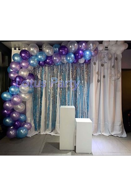 80 Pieces Frozen Elsa Frozen Themed Balloon Chain Set - ( Blue - White - Lilac - Purple Balloon )