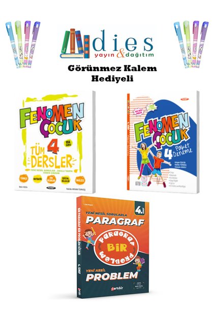 Fenomen Çocuk 4. Sınıf Tüm Dersler SB. + Paket Deneme + Paragraf & Problem Soru Bankaları